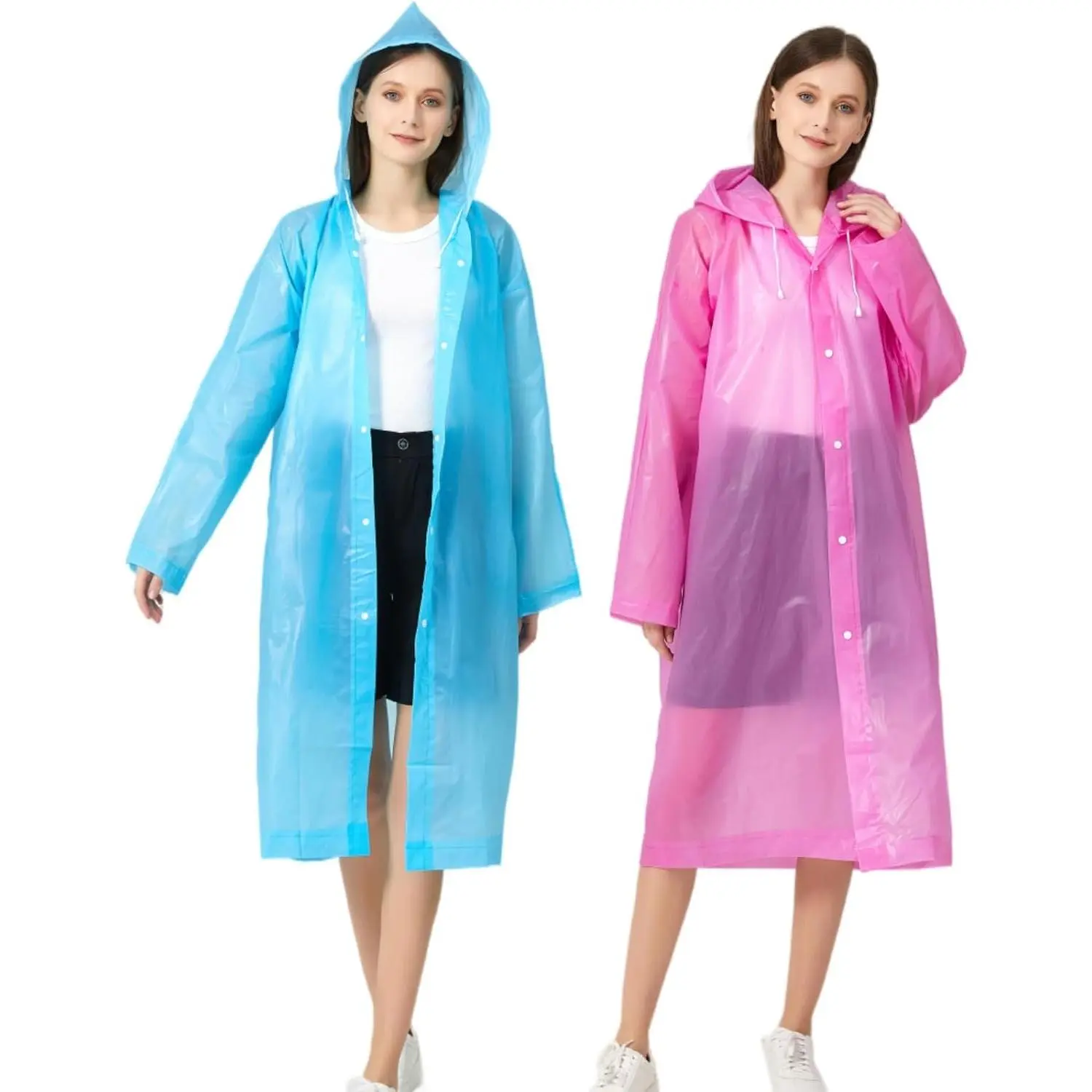 Rain Ponchos for Adults Women Men (2-5 Pack),  EVA Raincoats Jackets with Hood Portable  Rain Gear