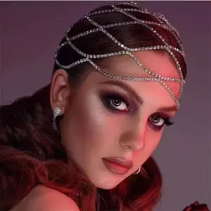 New Fashion Mesh Headwear Hair Accessories Bridal Wedding Crystal Headchain Jewelry Exquisite Head Accessories