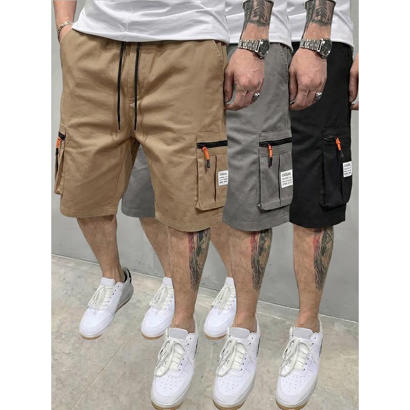 men's cargo shorts Men’s 3-piece outdoor cargo shorts with multiple pockets and zippered pockets; two-pocket design with large, functional 3D side pockets and a drawstring waist. Suitable for everyday hiking and fishing. Great value for money. summer