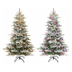 Puleo 7.5' Pre-lit Flocked Aspen Fir Tree, 1319 Tips