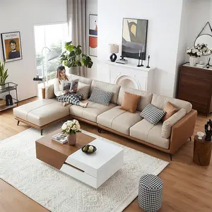 Beige All-Leather Sectional