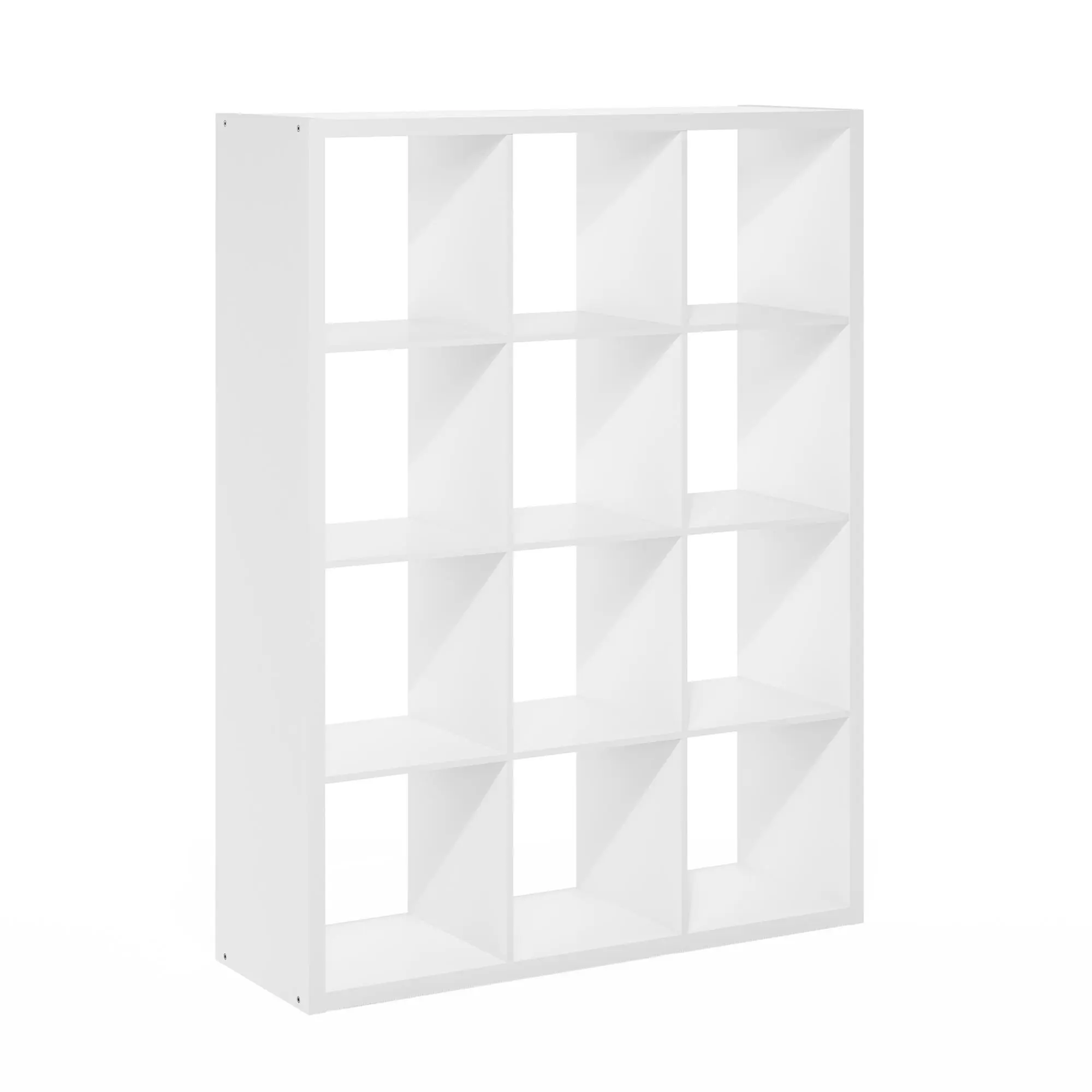 Contemporary 12-Cube Carb-Compliant Composite Wood Bookcase - Thick-Frame Reversible Shelves, Space Saving Furniture, 30 lbs per Cube, Open Back, 14.6x43.8x58in, for Living Room Collectibles Storage