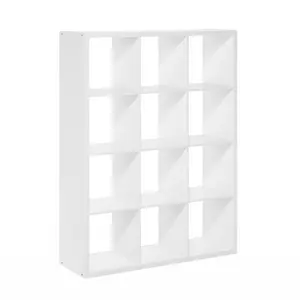 Modern 12-Cube Composite Wood Bookcase - Thick-Frame Reversible Cubicle Shelf with Open Back, 14.6x43.8x58in, for Living Room, Home Office