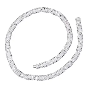 【#N231】8mm Cylindrical S925 Sterling Silver Synthetic Moissanite Necklace for Men and Women Hip Hop Jewelry Gift Birthday Gift