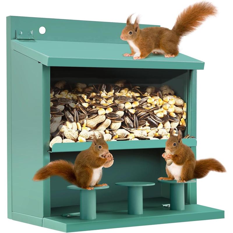 Wildpark Squirrel Feeder for Hanging Outside Tree,Mini Chipmunk Outdoors Squirrel Picnic Bench Feeders Table,Funny Metal House Boxes,Stronger Than Wooden Structure