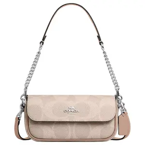 COACH Hailey Brook Flap 20 Logo Flap Crossbody Bag in Beige for Women