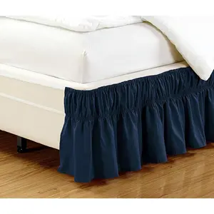 Fancy Collection Twin - Full Easy Fit Bed Ruffle Wrap Around Elastic Bed Skirt with 17" Drop New Easy Install Solid Navy Blue