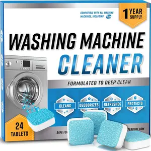Washing Machine Cleaner & Descaler Tablets 24 Pack, Deep Cleaning for HE Front Load & Top Load Washers, Eco-Friendly Septic Safe Deodorizer, 12-Month Supply