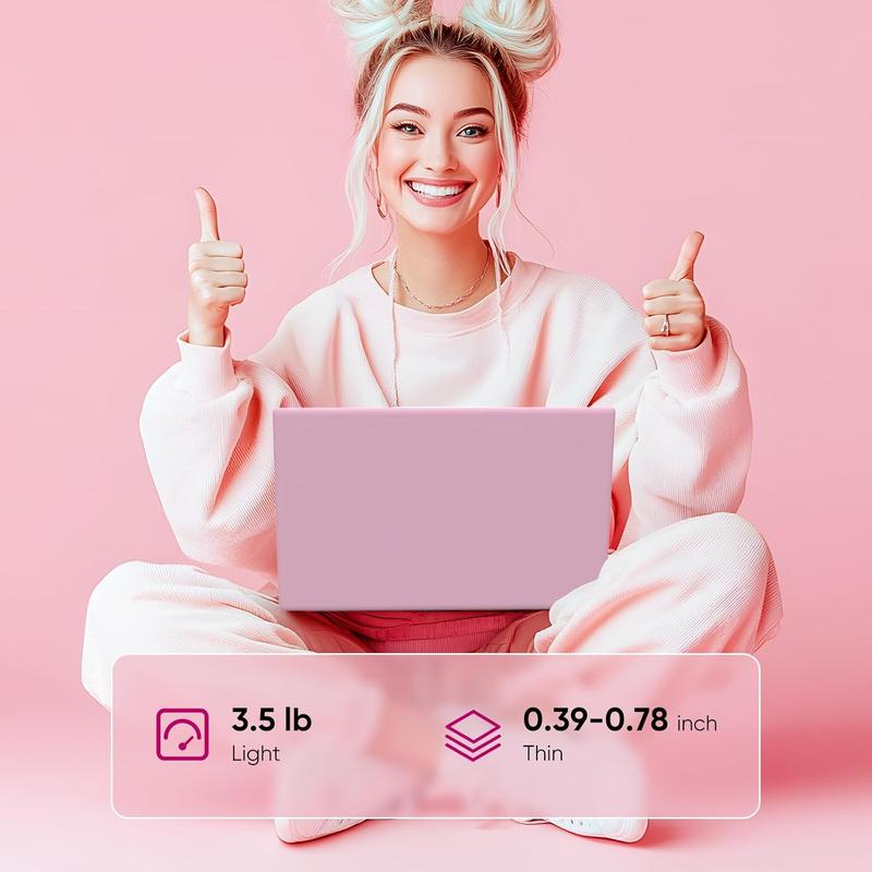 15.6" Laptop for Students & Home Featuring 12GB DDR5 RAM 512GB SSD FHD Thin Bezel Display Intel N150 up to 3.6GHz Long Battery Life Wi-Fi 6 Privacy Camera Your Perfect Pink Partner