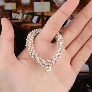 1pc Item was returned to sender Hair Band White Elastic Hair Band Imitation Pearl Hair Rope Bead ponytail Women's and Girls' Hair Accessories