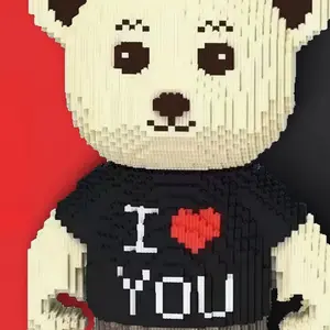 2026 New DIY Lucky Bear 3D Building Block Model, 13000PCS Micro Brick , Perfect Holiday & Birthday Gift Bead Color