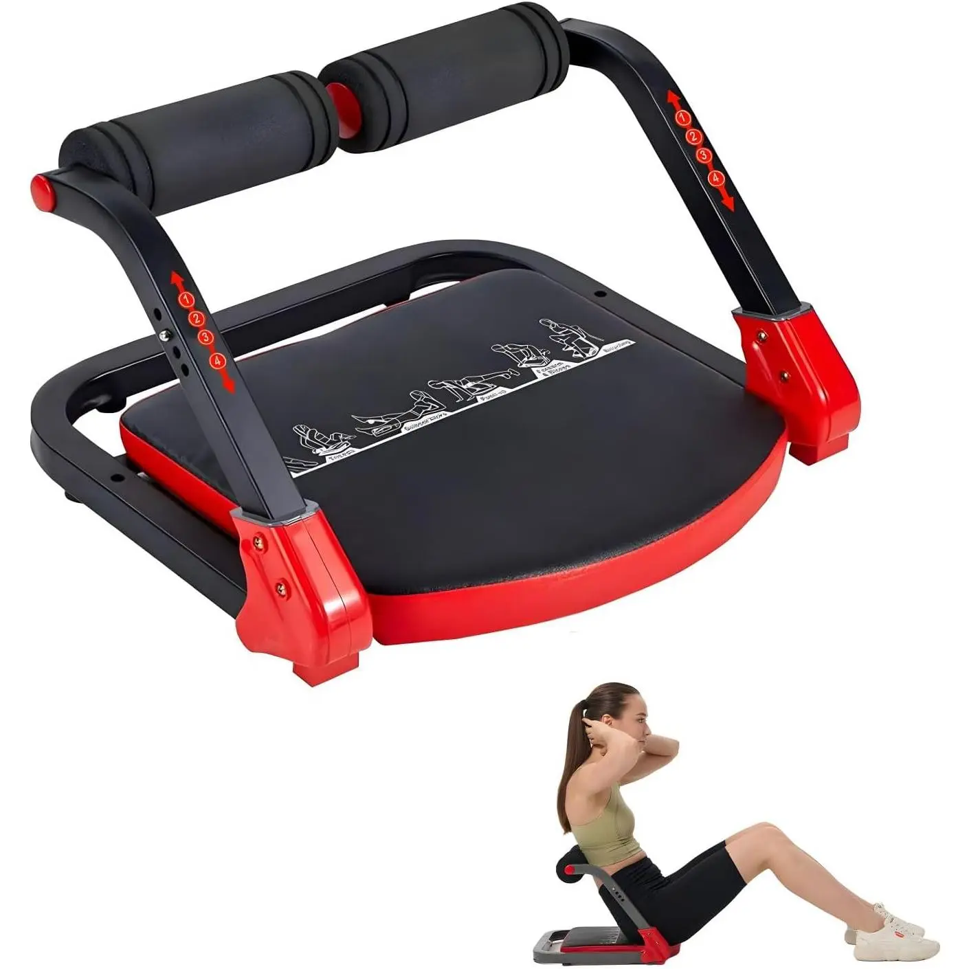 Ab Machine, Sit Up Exercise Equipment, Ab Workout Equipment with 3 Adjustable Resistance, Ab Trainer for Stomach Workout with 330 LBS Weight Capacity, Foldable Ab Crunch Machine for Home Gym