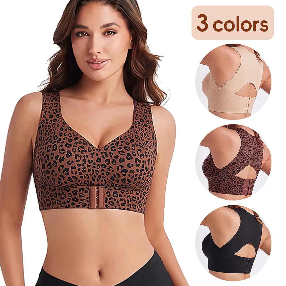Women's Jelly Wireless Animal Print Bra - Breathable Mesh, Removable Pads, Gentle Support, Padded Gym Sportswear Bra for Running, Gym, Daily Training Use