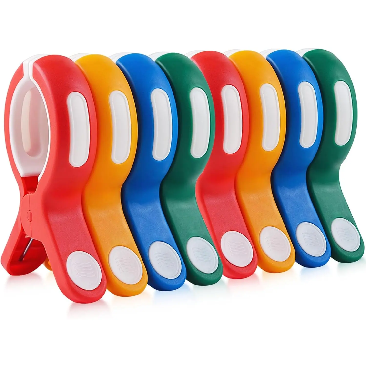 Large Beach Towel Clips for Beach Chairs, 8 Pack Towel Holder for Beach Chair Pool Chair on Cruise, Extra Size Heavy Duty Clothes Pins, Beach Chair Clips to Beach Essentials Must Haves, 4 Colors samhard