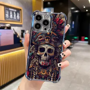 Premium Indian-inspired skull pattern Designed for iPhone 16/15/14/13/12/11 Pro Max Plus Electroplating luxury transparent four corner anti drop and shockproof Phone Case 140 face phone case Protector Screen Protector Protection Cover