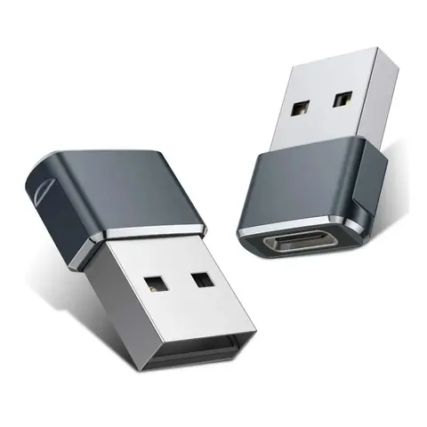 USB to USB C Adapter, 2 Counts USB C Female to A Male Charger Type C Converter, Fast Charging Portable Adapter for iWatch 7 8 SE, iPhone, AirPods, iPad Air, Samsung Charging Accessory
