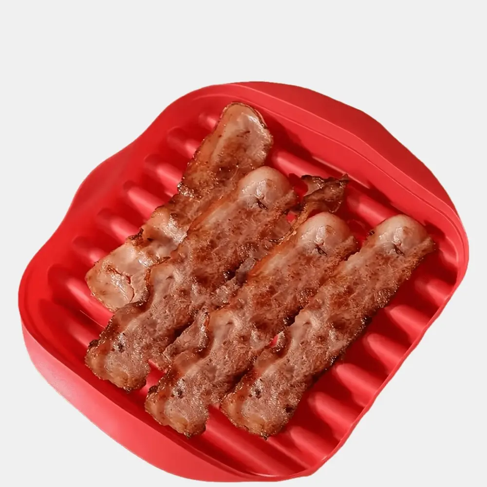 Relvorin Microwave Bacon Tray with Splatter Lid, Safety, Quick And Mess-Free, Microwave Bacon Cooker Makes Crispy Bacon in Minutes