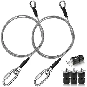 2Pcs 304 Stainless Steel Lift Cable with 4Pcs Aluminum Alloy Rollers Trailer Lift Kit with EZ Spring Clips for Tailgate Ramp Lift Assist