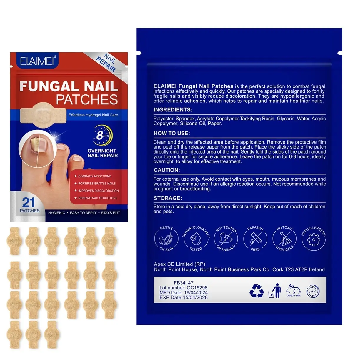 1 Pack Care Nail Patches, 21pcs/box Nail Care Patches, Hydrogel Nail Care, nail care patches, protecting nails, Nail Supplies, Daily Care Nails Kit Set Manicure Comfort