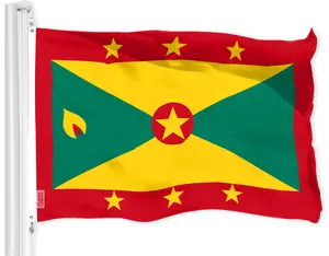 G128 Grenada Grenadian Flag | 3x5 Ft | LiteWeave Pro Series Printed 150D Polyester | Country Flag, Indoor/Outdoor, Vibrant Colors, Brass Grommets, Thicker and More Durable Than 100D 75D Polyester