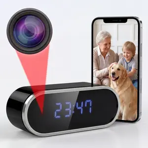 1)Camera with smart digital clock and dual-band WiFi (5 GHz and 2.4 GHz) | Home security system and Remote real-time monitoring