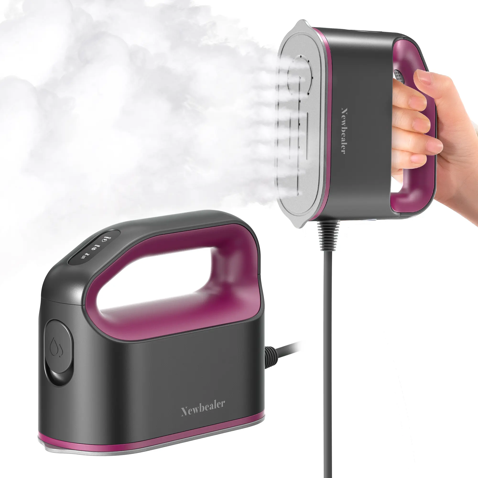 Newbealer Smart Steam Iron, Steamer for Clothes, Portable Handheld Clothes Steamer and Iron, 1200W Turbocharged Steam for Clothes, 3-Level Steam & Dry Ironing
