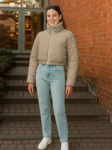 URBAN BUCK Premium Midweight Puffer Jacket Womens - Water-Repellant Bubble Down Ultra Insulated Winter Cloud Crop Snow Jackets for Women