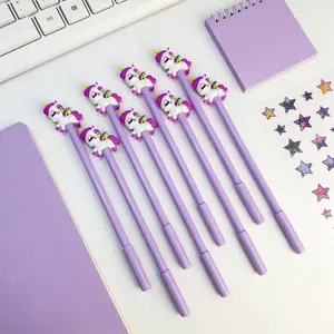 15/25pcs Creative and Lovely Purple Unicorn-shaped Themed Ballpoint Pen. Campus Design Unicorn Series Straight-bar Gel Pen for the Back-to-School Season, a Creative Gift with Random Colors
