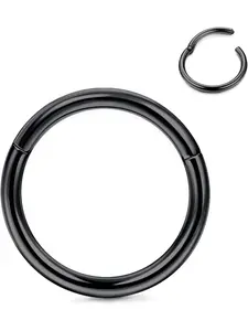 G23 Titanium Hypoallergenic Nose Ring Hinged Nose Hoops for Women Men Hoop Septum Helix Cartilage Ring Lip Rings Body Piercing Jewellery Earrings 14G 16G 18G 20G Thickness 6mm to 14mm Diameter 1 Piece