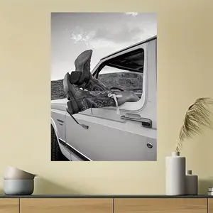 1 Piece Vintage Western Cowboy Boots Poster - Black and White Ranch Decor Canvas Print, Vintage Prints - Frameless Art, Suitable for home - Cowboy Boots Decoration - Western Decor Home Gift, Rustic Home Decor, Classic Artwork