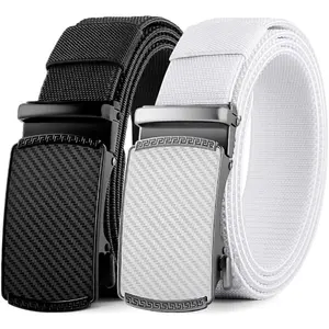 Belt Men, elastic golf belts for men, 2 Pack Nylon Ratchet Belt Mens Belts Casual, Adjustable Trim to Fit