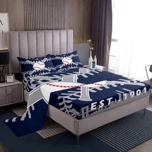 Feelyou New York City Baseball Bedding Set for Boys - Ultra-Soft Microfiber Sports-Themed Set with Flat Sheet, Fitted Sheet, Deep Pocket Fit & Multi-Size Options