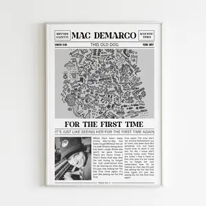 Mac DeMarco Retro Newspaper Print / For The First Time Poster No Frame / Lyrics Print / This Old Dog Poster / Music Gift