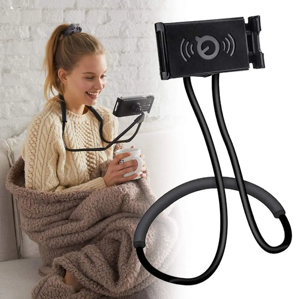 Neck Phone Holder Lazy Bracket, Flexible Mobile Phone Mount, DIY 360° Rotating Stand Phone Holder for Table Bed to Release Your Hands