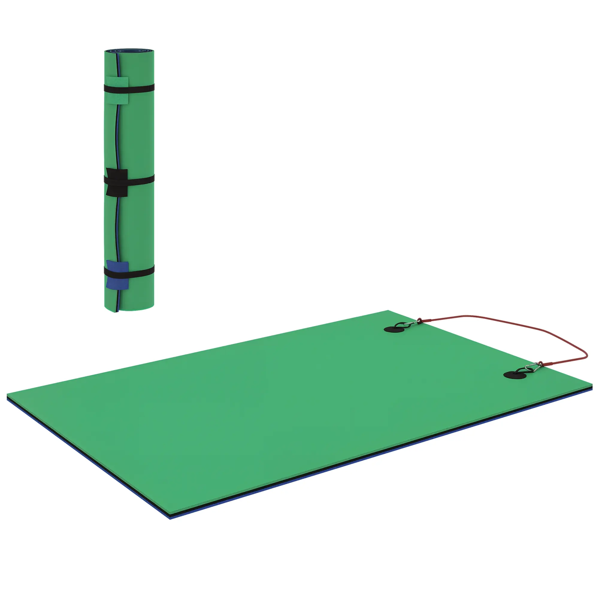 9'x6' Floating Water Mat - 3-Layer XPE UV & Tear Resistant Foam, 484 LBS Max Load for 2 Adults, Bungee Tether Anchor, Rollable with Carry Straps, Water Sports Lounge for Lake, Pool