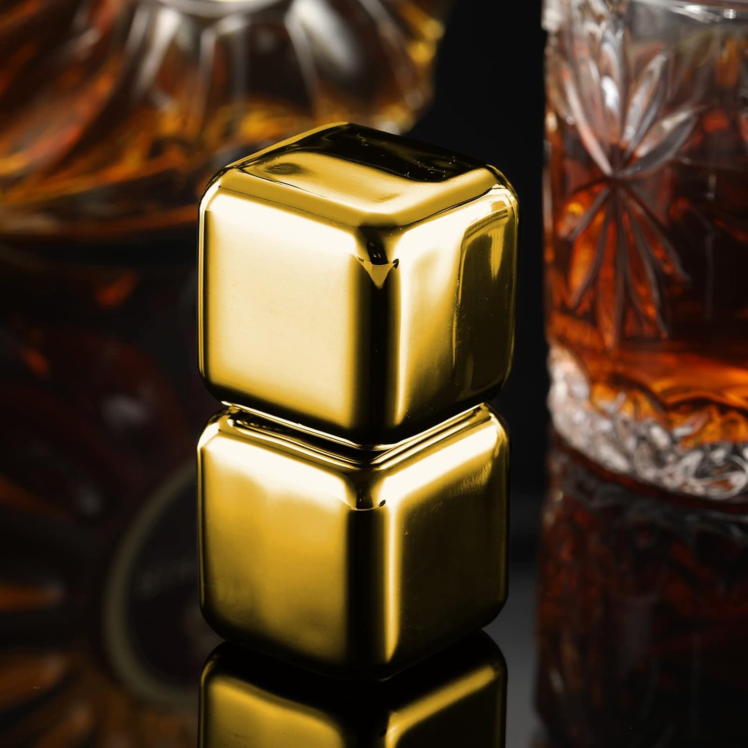 12 Pack Reusable Whiskey Stones 304 Stainless Steel Ice Cubes for Drinks Chill Without Diluting Whiskey Scotch Bourbon Gifts Drinkware 2.7 cm
