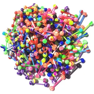 Colorful Tongue Rings Nipple Rings for Women Body Piercing Jewelry 14G 16mm Pierced Barbells Body Jewelry 50Pcs/30Pcs/20Pcs Pack