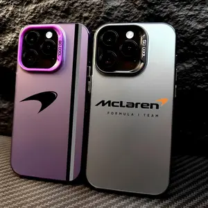 PIKPAKA M-McLarens Car Logo Phone Case Matte Laser Metallic Phone Case for iPhone 17 16 15 14 13 12 Pro Max Air | Aurora Gradient Finish | Smooth Matte Texture | Durable Scratch Resistant Anti Fingerprint Full Protection Cover