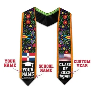 [HOT] 2026 Custom Customize Dominicans American Flag Graduation Sash 2026, Personalized Dominican Republic Graduation Stole 2026, Graduation Stole 2026 Gifts