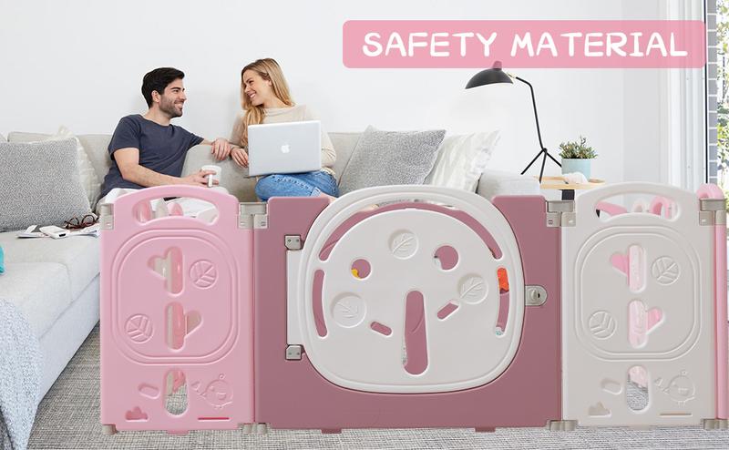 Baby Playpen,Foldable Playpen for Babies and Toddlers,Kids Activity Centre Safety Play Yard,Safety Gates for Indoor&Outdoor,Toddler Fence Play Area,Portable, Educational, 18 Panels