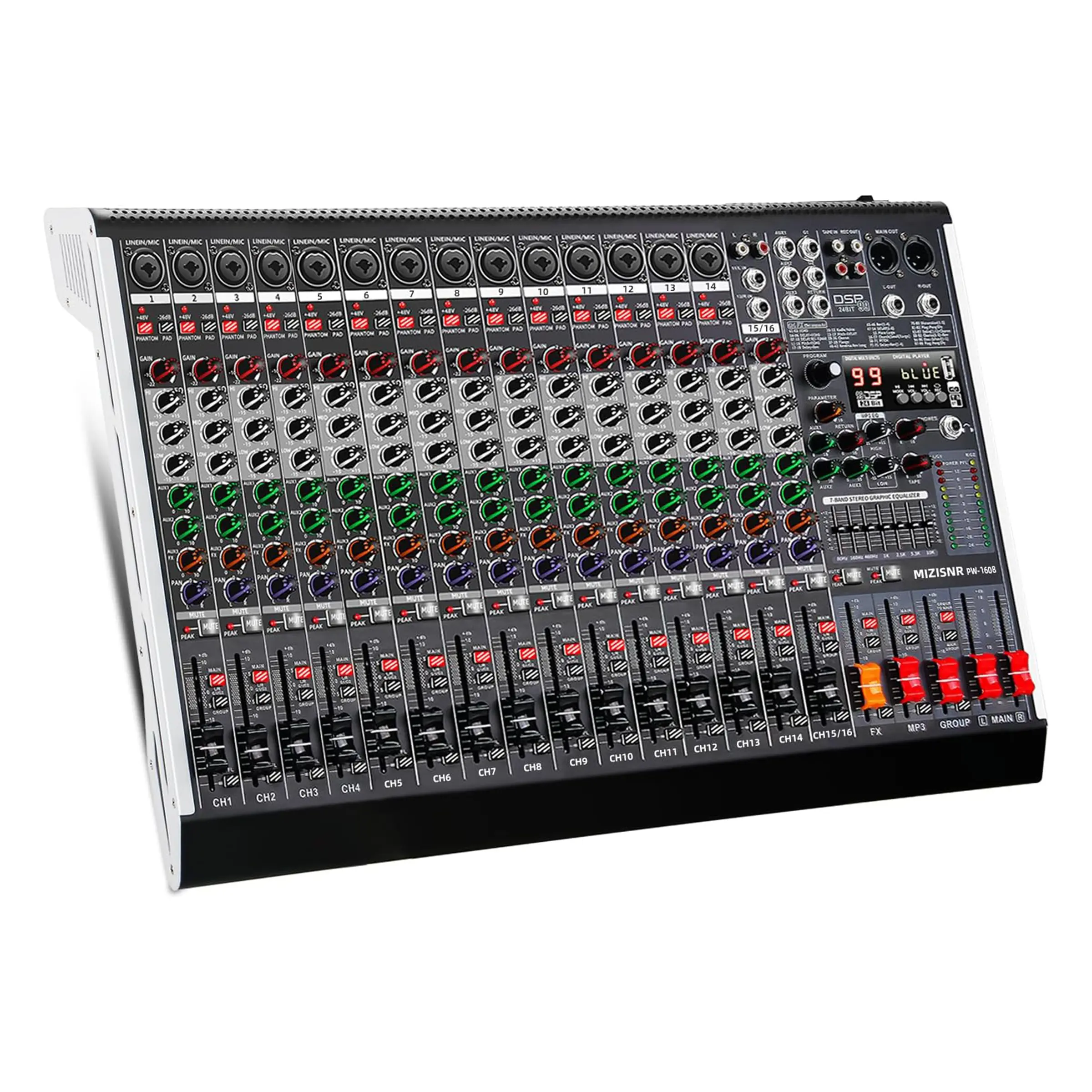 16 Channel Audio Mixer Professional Sound Mixing Board with 99 DSP