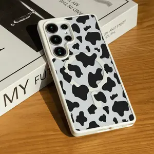 Cow Print Case for SAMSUNG S22/S23/24/25/ULTRA/PLUS  Matte Magnetic Phone Case Lightweight feel Anti-fingerprint Acrylic Wireless