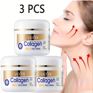Collagen Face Cream, 3 Tubes, 100g Per Tube - Adult Facial Cream Containing Vitamin E, Collagen, and Niacinamide. Suitable for All Light Skin Tones. Moisturizes and Nourishes Dry, Light-toned Skin. Skincare Cream for Men and Women