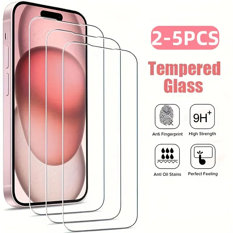 2-5 Pack HD Protective Screen Protectors, Cellphone Accessory, for iPhone 17 Air/16e/17/16/15/14/13/12/11 Pro/Pro Max/Plus/Mini, Screen Protection, Anti-Scratch And Bubble-Free Technology, Easy to Install, Accessories