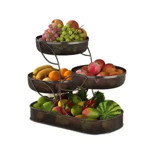 Multi-Layer Metal Mesh Kitchen Countertop Storage Rack - Open-Design Organizer Stand with Baskets for Fruits, Nuts, Candy