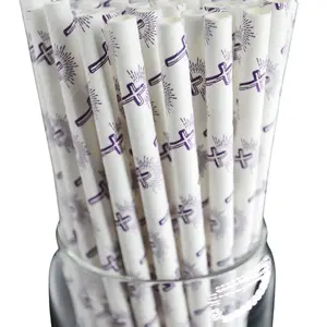 100 Count Faith Design Individually Wrapped Eco-Friendly Party Straws