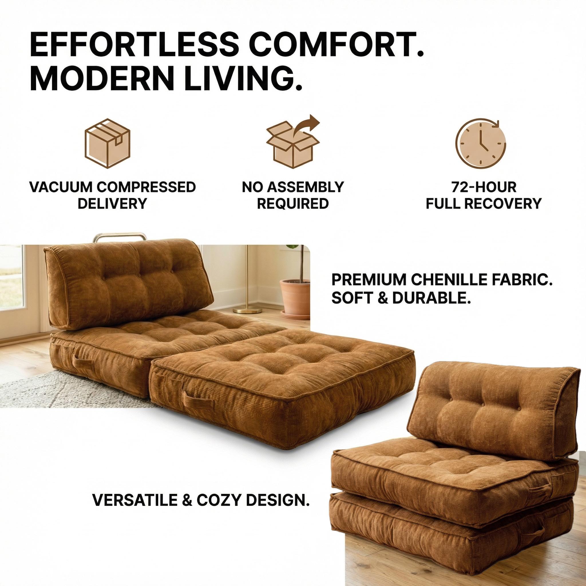 Convertible folding lazy sofa bed with backrest modular free combination small living room sofa, multiple combinations; Comfortable fabric boneless sofa