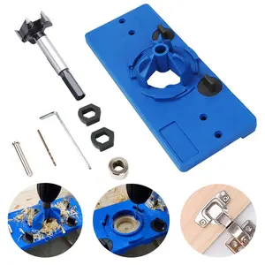 35mm Concealed Hinge Jig kit, Woodworking Tool Drill Bits, Hinge Drilling Hole Router Jig Hardware Template Guide Woodworking Tools for  Frame Cabinet Cupboard Door Hinges