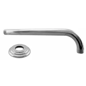 Westbrass  .5 in. x 10 in. 90 Degrees Rain Shower Arm and Flange - Polished Chrome