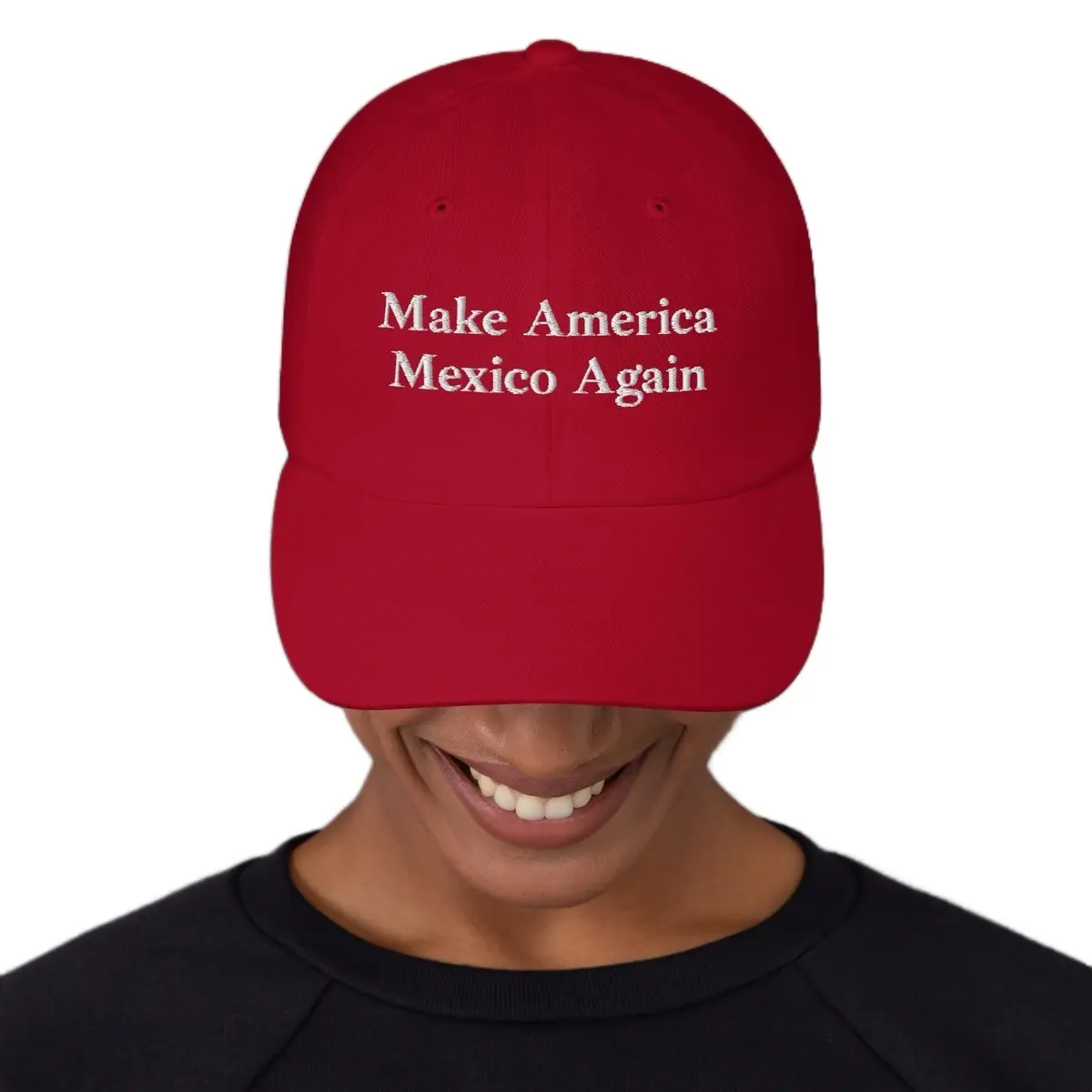 Make America Mexico Again Hat with Adjustable Strap, Curved Visor, Green Camo Color, 100% Chino Cotton Twill, Unstructured Design